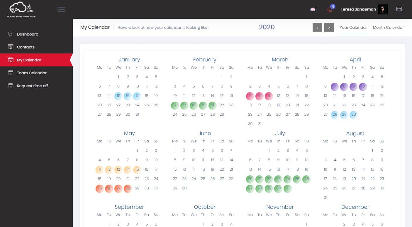 3 - User Yearly Calendar gets updated with new entries